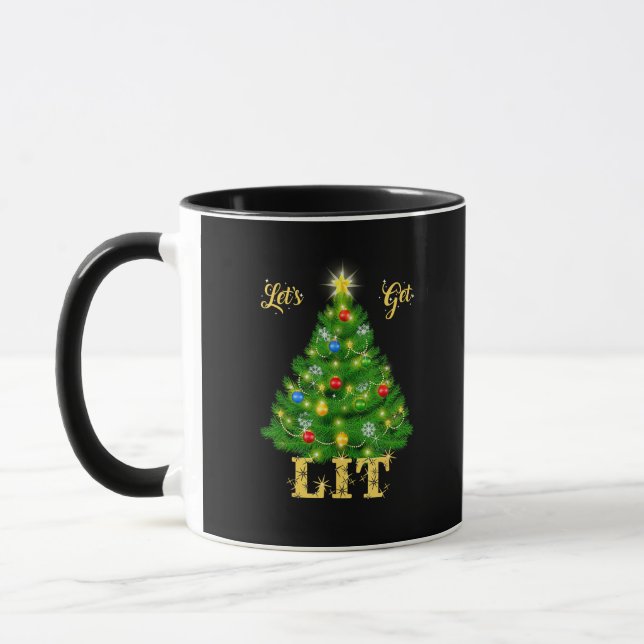 Let's Get Lit Christmas Christmas Mug (Left)