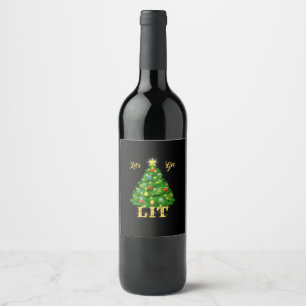 Let's Get Lit Christmas Christmas Wine Label