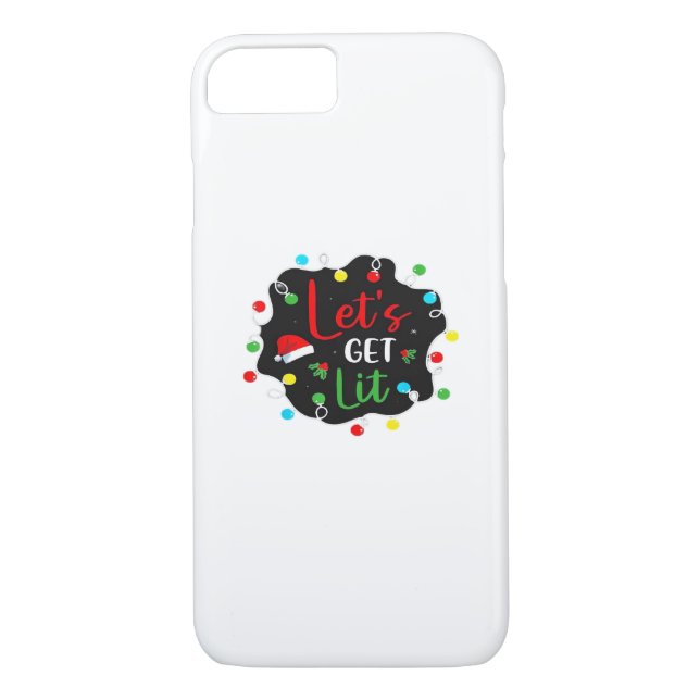 Let's Get Lit Christmas Drinking Lights Santa Esse Case-Mate iPhone Case (Back)