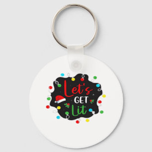 Let's Get Lit Christmas Drinking Lights Santa Esse Keychain