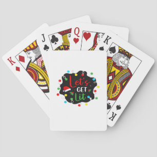 Let's Get Lit Christmas Drinking Lights Santa Esse Playing Cards