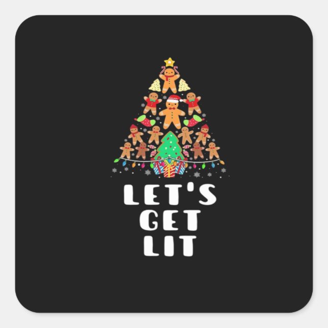 Let's Get Lit - Christmas Essential Square Sticker (Front)