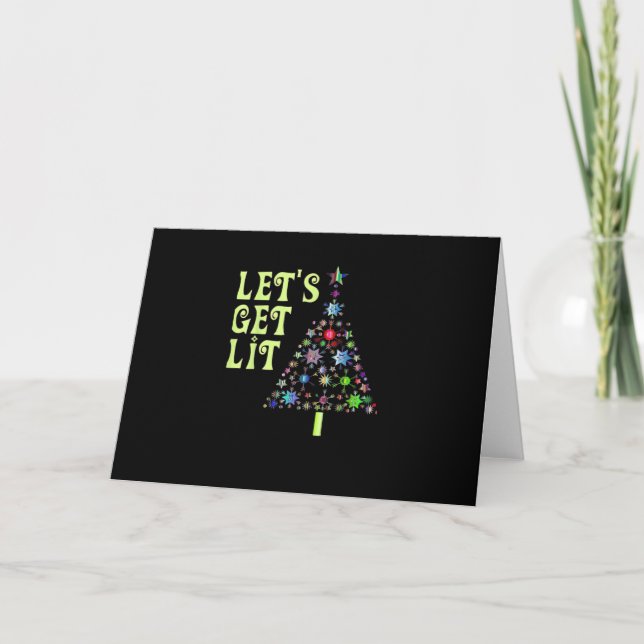 Let's Get Lit Christmas Funny Design Card (Front)