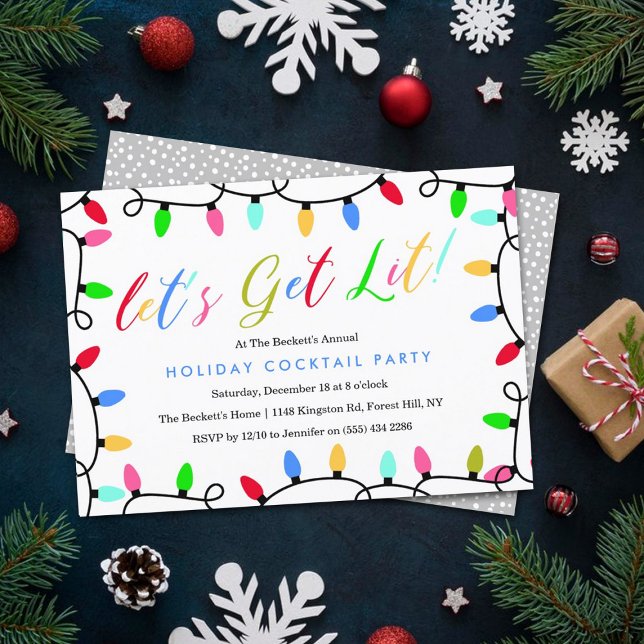 Let's Get Lit | Christmas Holiday Cocktail Party Invitation (Creator Uploaded)
