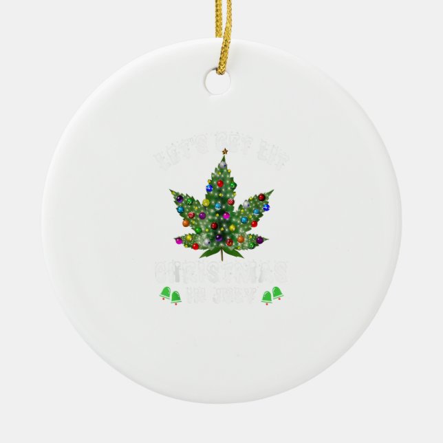 Let's Get Lit Christmas In July Christmas Tree Ceramic Ornament (Front)