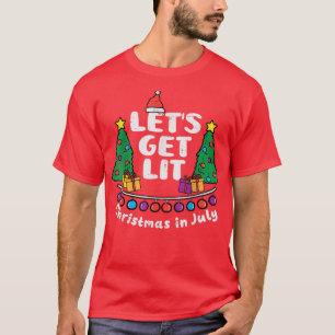 Lets Get Lit Christmas In July Funny Summer Xmas M T-Shirt