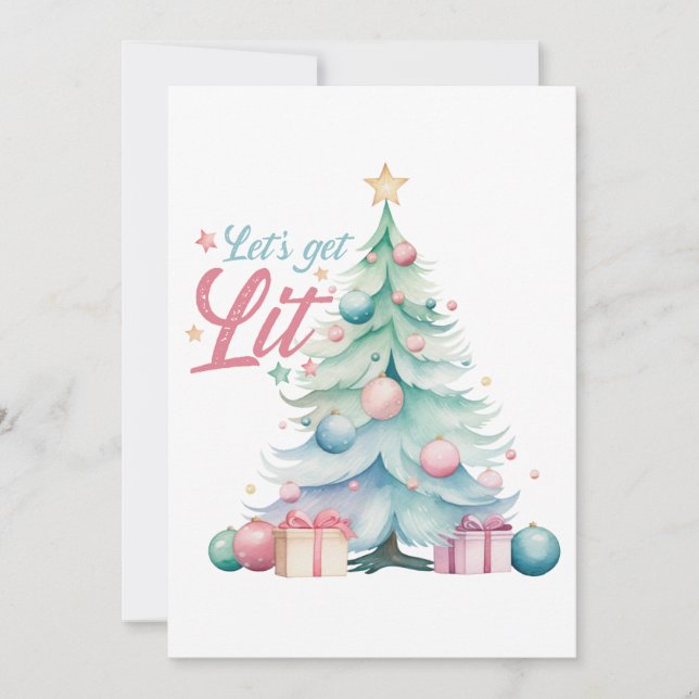 Lets Get Lit Christmas Invitation  (Front)