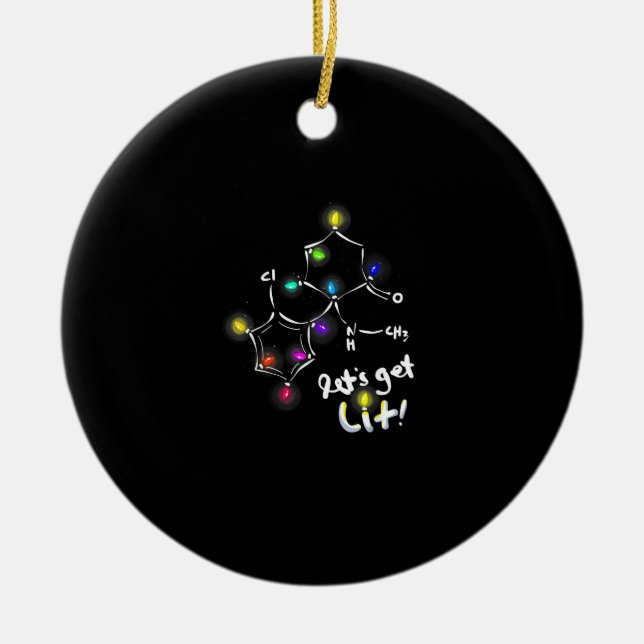 Let's Get Lit Christmas Ketamine Ceramic Ornament (Front)