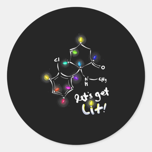 Let's Get Lit Christmas Ketamine Classic Round Sticker (Front)