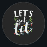 Let's Get Lit Christmas Lights Creative Classic Classic Round Sticker<br><div class="desc">Let's Get Lit Christmas Lights Creative Classic: A creative twist on the Christmas lights pun. Perfect for modern holiday humour lovers. Stylish,  witty,  and seasonal.</div>