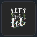Let's Get Lit Christmas Lights Creative Classic Square Sticker<br><div class="desc">Let's Get Lit Christmas Lights Creative Classic: A creative twist on the Christmas lights pun. Perfect for modern holiday humour lovers. Stylish,  witty,  and seasonal.</div>
