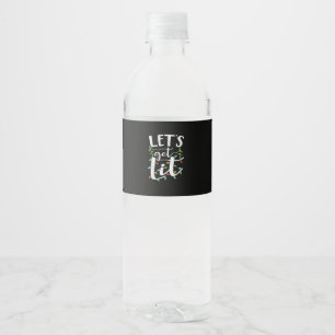 Let's Get Lit Christmas Lights Creative Classic Water Bottle Label