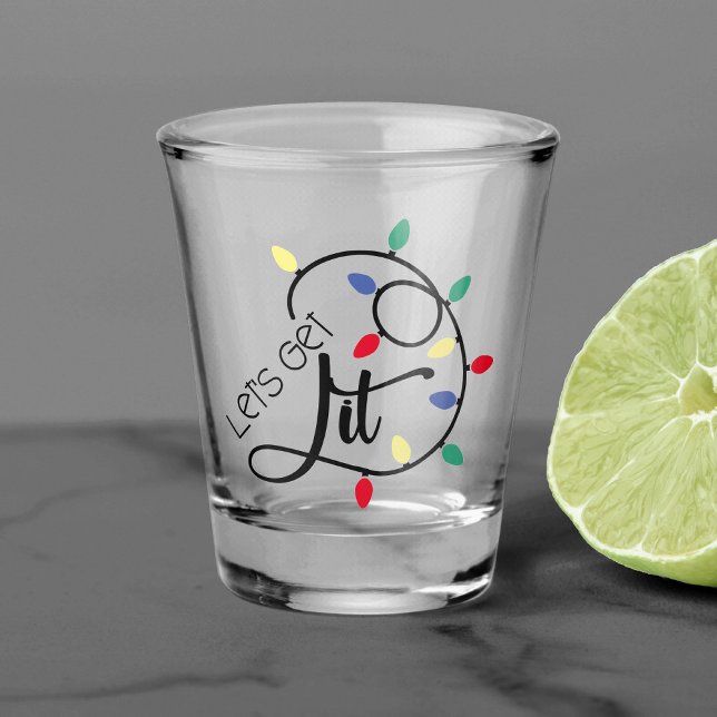 Lets Get Lit | Christmas Lights Drinking Pun Shot Glass (Creator Uploaded)