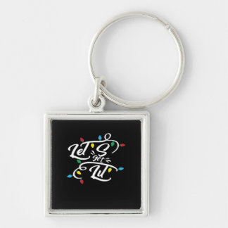 Let's Get Lit Christmas Lights Funny Christmas Let Keychain