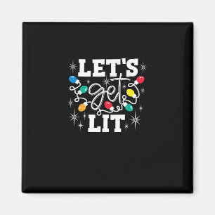 Let's Get Lit Christmas Lights Funny Retro Magnet