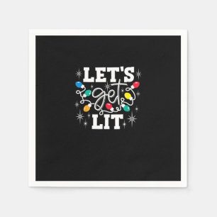 Let's Get Lit Christmas Lights Funny Retro Napkin
