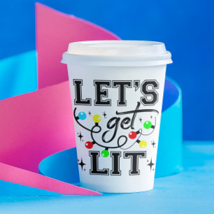 Let's Get Lit Christmas Party Funny - Xmas Light Paper Cups