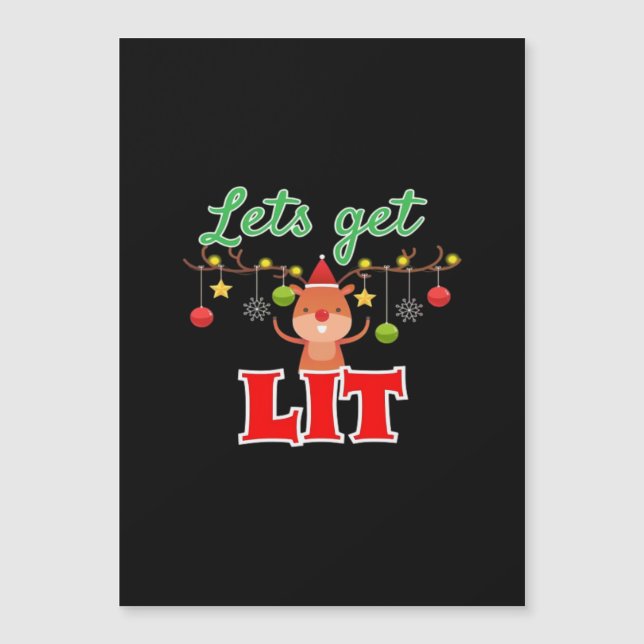 Let's Get Lit Christmas Reindeer Funny  (Front)