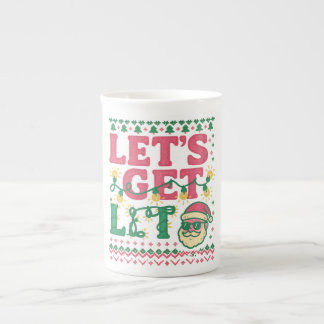 Let's Get Lit Christmas Shirt • Funny Ugly Sweater Bone China Mug