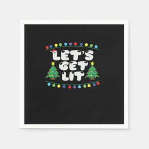 Let's Get Lit Christmas Tree Jingle Bells  Napkin