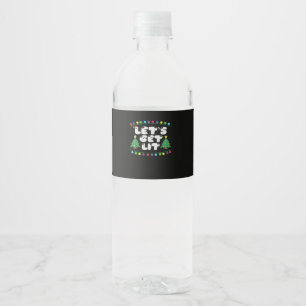 Let's Get Lit Christmas Tree Jingle Bells  Water Bottle Label