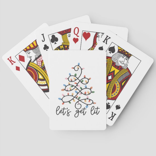 Let's Get Lit Christmas Tree Lights Classic Playing Cards (Back)