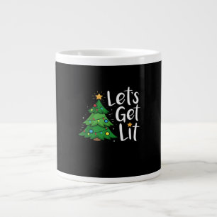 Let's Get Lit Christmas Tree Lights Funny Classic Large Coffee Mug