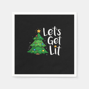 Let's Get Lit Christmas Tree Lights Funny Classic Napkin