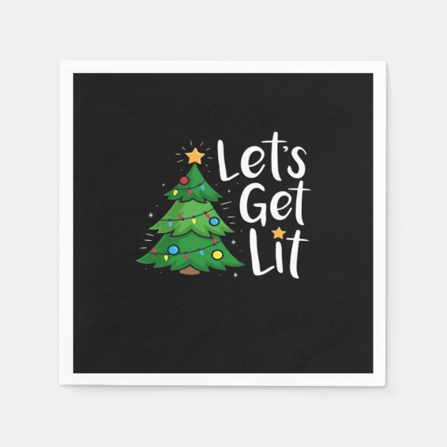 Let's Get Lit Christmas Tree Lights Funny Classic Napkin (Front)