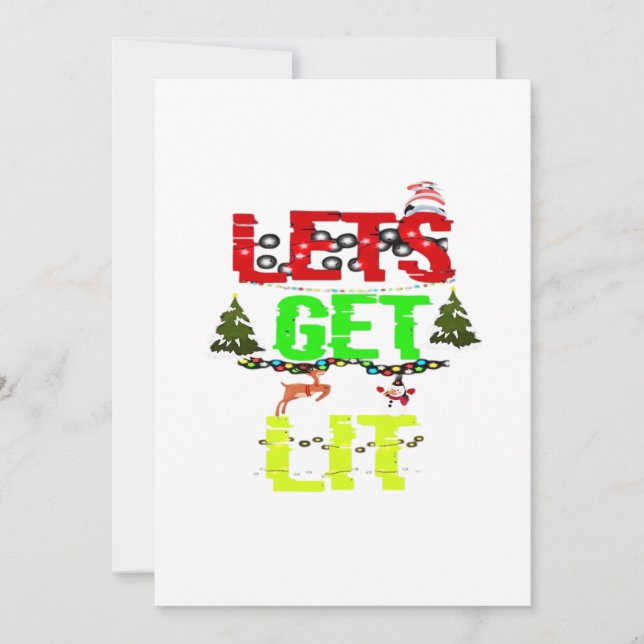 Let's Get Lit Classic Funny Retro Holiday Card (Front)