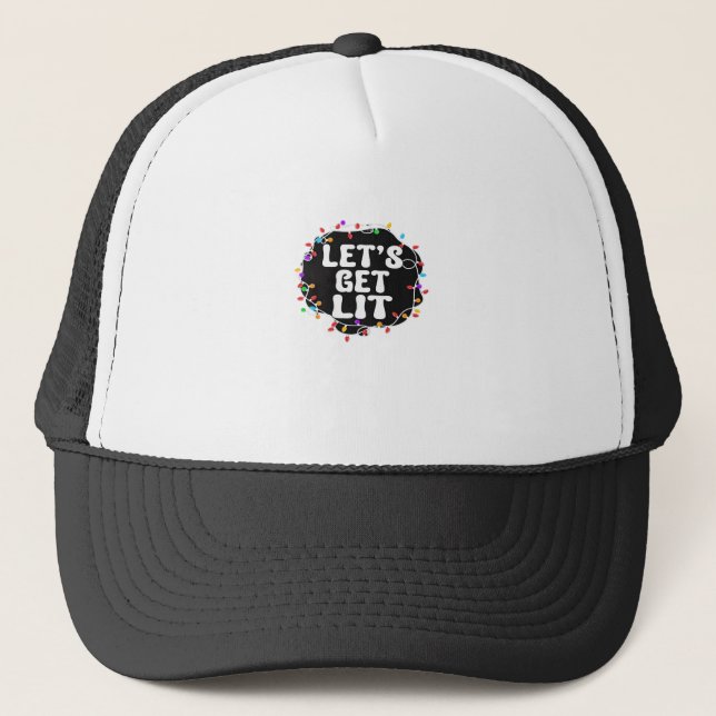 Let's Get Lit Classic Vintage Style Trucker Hat (Front)
