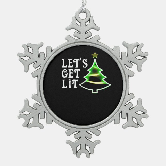 Let's Get Lit Design Adult Funny Christmas Essenti Snowflake Pewter Christmas Ornament (Front)