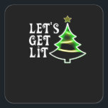 Let's Get Lit Design Adult Funny Christmas Essenti Square Sticker<br><div class="desc">Let's Get Lit Design Adult Funny Christmas Essential: An adult humour Christmas pun design made essential for holiday fun. Perfect for parties and gatherings. Witty,  playful,  and festive.</div>