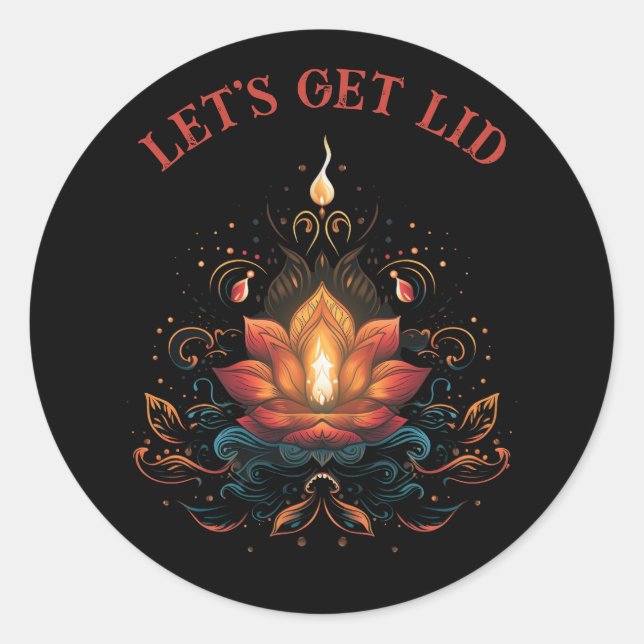 Let's Get Lit Diwali Hindu The Festival Of Lights Classic Round Sticker (Front)