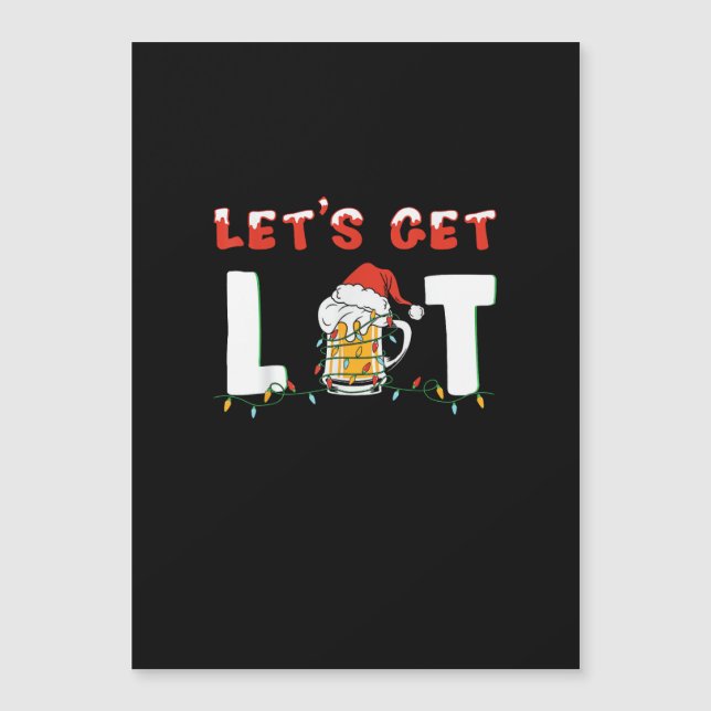 Let's Get Lit Drinking Beer Santa Hat Christmas Li (Front)
