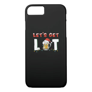 Let's Get Lit Drinking Beer Santa Hat Christmas Li Case-Mate iPhone Case