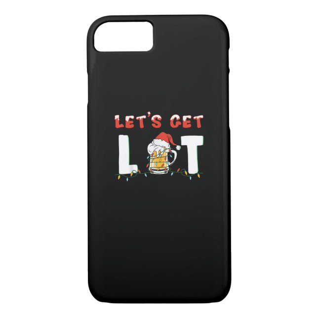 Let's Get Lit Drinking Beer Santa Hat Christmas Li Case-Mate iPhone Case (Back)