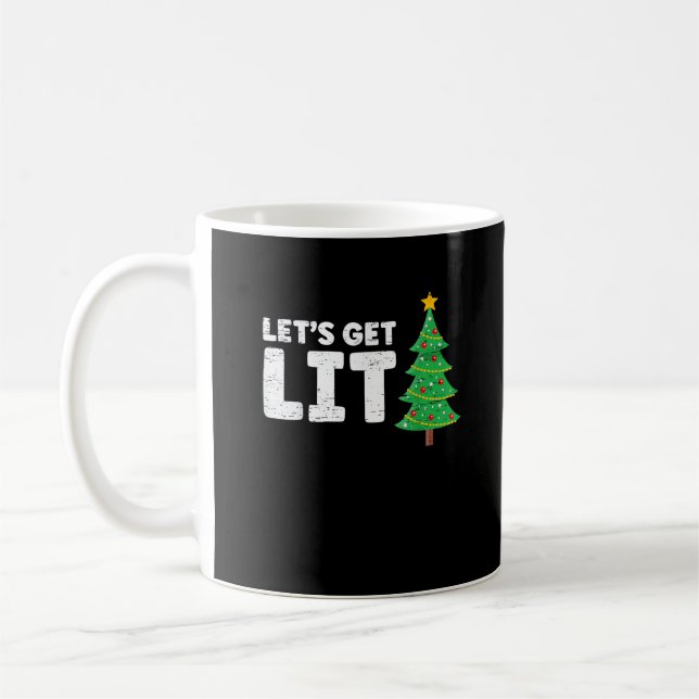 Let's Get Lit Drinking Christmas Coffee Mug (Left)