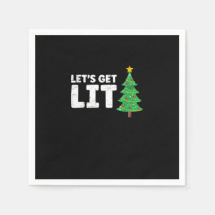 Let's Get Lit Drinking Christmas Napkin