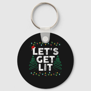 Let's Get Lit Drinking Funny Christmas Gift Keychain