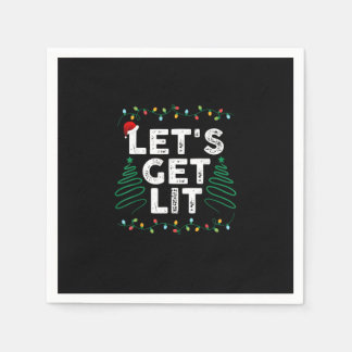 Let's Get Lit Drinking Funny Christmas Gift Napkin