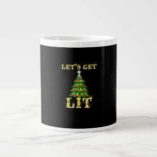 Let's Get Lit Drinking Funny Christmas Large Coffee Mug