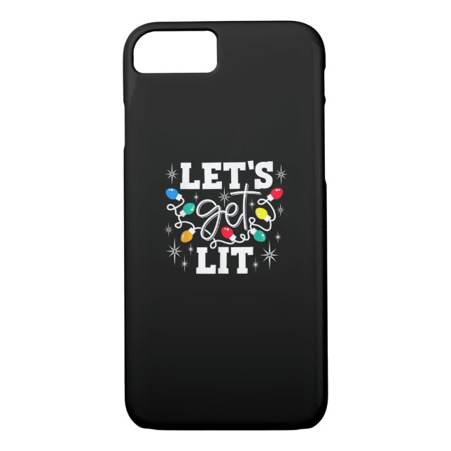 Let's Get Lit Drinking Santa Hat Christmas Lights  Case-Mate iPhone Case (Back)