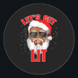 Let's Get Lit Drinking Santa Hat Christmas Lights  Classic Round Sticker<br><div class="desc">Let's Get Lit Drinking Santa Hat Christmas Lights Funny: A funny Santa hat and lights design for holiday drinkers. Perfect for festive parties. Fun,  bold,  and seasonal.</div>