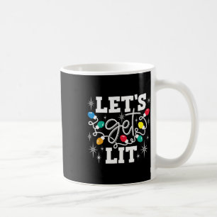 Let's Get Lit Drinking Santa Hat Christmas Lights  Coffee Mug