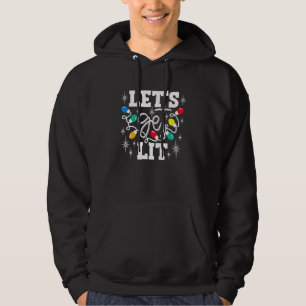Let's Get Lit Drinking Santa Hat Christmas Lights Hoodie