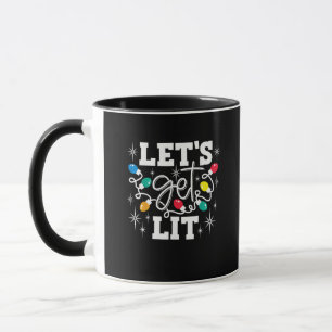 Let's Get Lit Drinking Santa Hat Christmas Lights  Mug