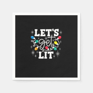 Let's Get Lit Drinking Santa Hat Christmas Lights  Napkin