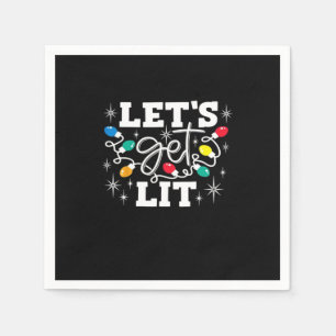 Let's Get Lit Drinking Santa Hat Christmas Lights  Napkin