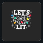 Let's Get Lit Drinking Santa Hat Christmas Lights  Square Sticker<br><div class="desc">Let's Get Lit Drinking Santa Hat Christmas Lights Funny: Another playful drinking pun featuring Santa hats and lights. Perfect for holiday humour. Festive,  bold,  and funny.</div>